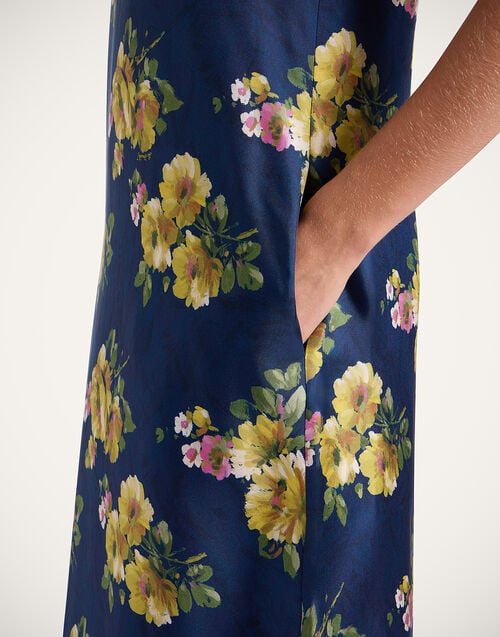 La Doublej Swing Dress Riptide Midnight Blue In Silk Twill