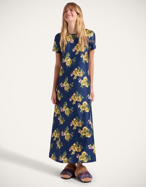 la doublej Swing Dress Riptide Midnight Blue in Silk Twill