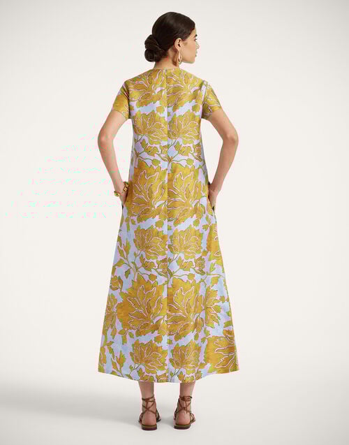 La Doublej Swing Dress Tangle Light Blue In Silk Twill