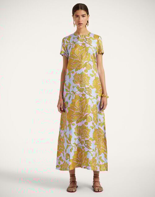 la doublej Swing Dress Tangle Light Blue in Silk Twill