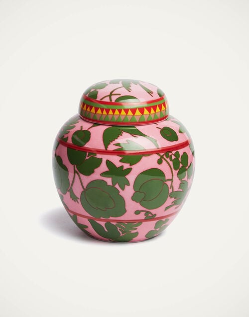 la doublej Tea Jar Wildbird Rosa/Verde in Porcelain
