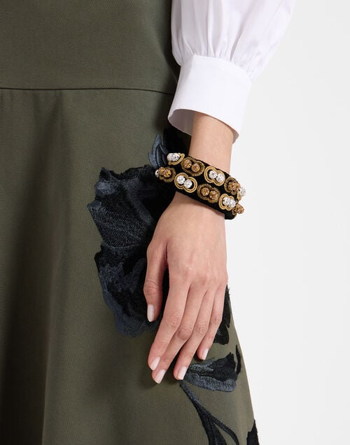 la doublej Tesoro Double Bracelet Solid Black in Velvet