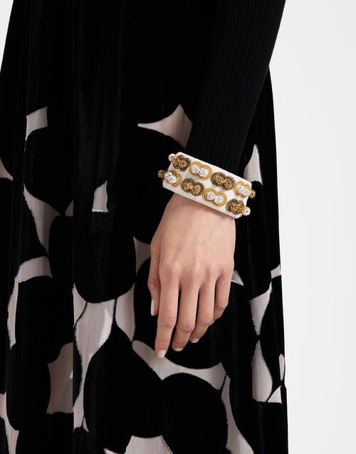 la doublej Tesoro Double Bracelet Solid Ivory in Velvet