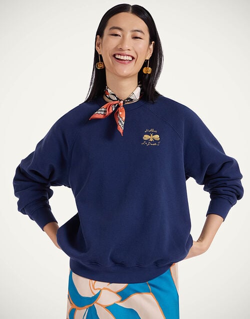 la doublej The Biggie Concert Sweatshirt Bug Off Blue in Jersey