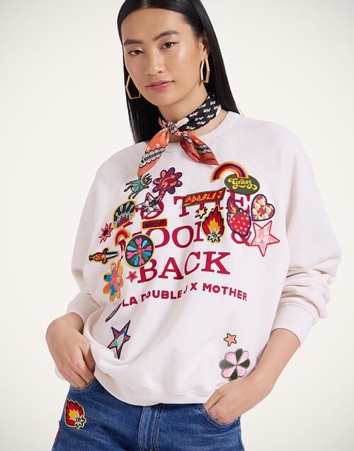 la doublej The Biggie Concert Sweatshirt Patch It Up White in Jersey