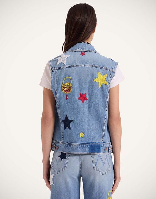 La Doublej The Clean Armhole Drifter Vest Star Of The Show Blue In Denim