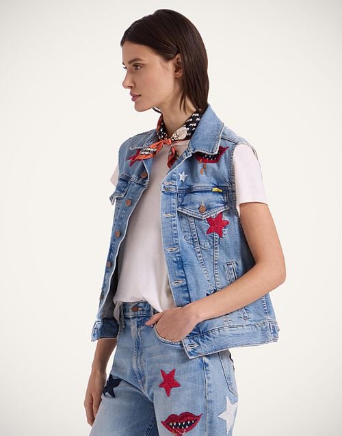 La Doublej The Clean Armhole Drifter Vest Star Of The Show Blue In Denim
