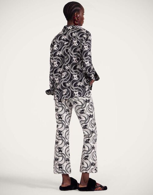 La Doublej The Cropped Flare Jean Aperol Black & White In Cotton Drill