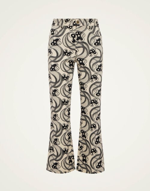 La Doublej The Cropped Flare Jean Aperol Black & White In Cotton Drill