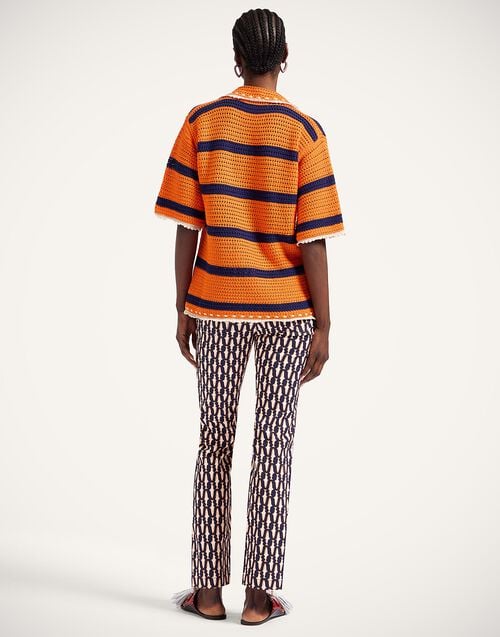 La Doublej The Cropped Flare Jean Pesciolini Blue In Cotton Drill