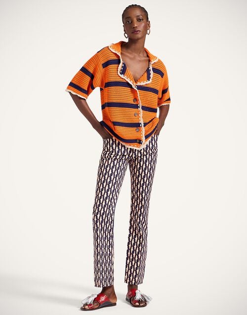 La Doublej The Cropped Flare Jean Pesciolini Blue In Cotton Drill