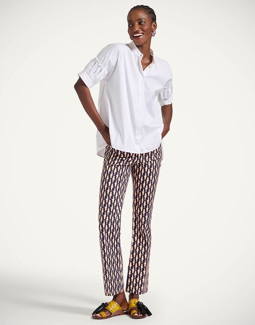 La Doublej The Cropped Flare Jean Pesciolini Blue In Cotton Drill