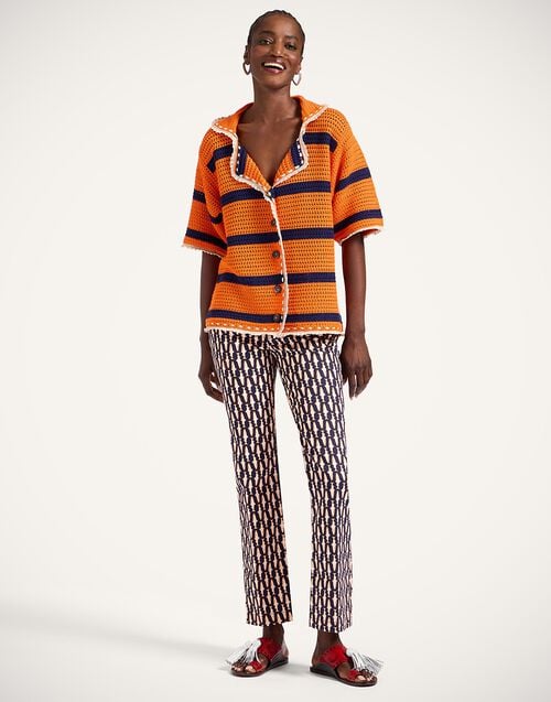 la doublej The Cropped Flare Jean Pesciolini Blue in Cotton Drill