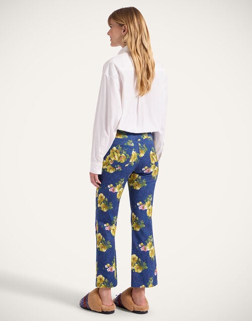 La Doublej The Cropped Flare Jean Riptide Midnight Blue In Cotton Drill