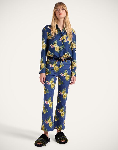 La Doublej The Cropped Flare Jean Riptide Midnight Blue In Cotton Drill