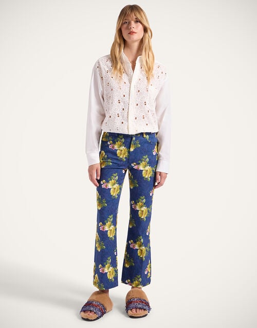 la doublej The Cropped Flare Jean Riptide Midnight Blue in Cotton Drill