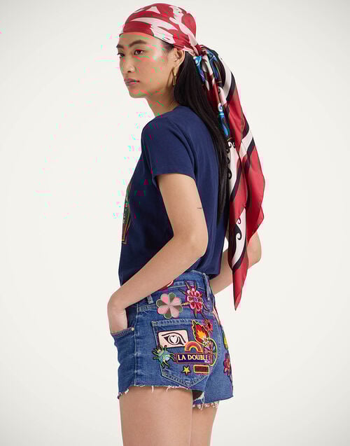 La Doublej The Dodger Short Fray Shorts Patch It Up Blue In Denim