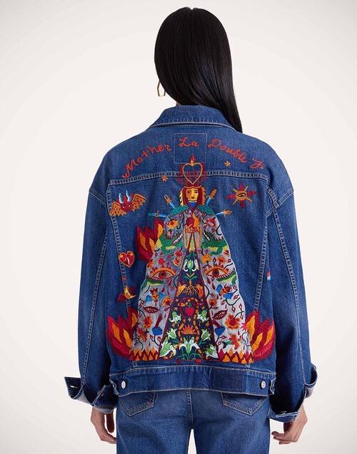 La Doublej The Drop It Drifter Jacket Always On Top Blue In Denim