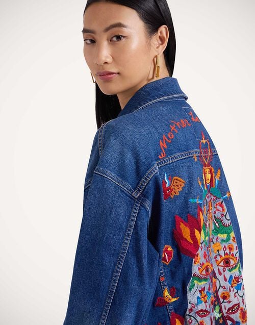 La Doublej The Drop It Drifter Jacket Always On Top Blue In Denim