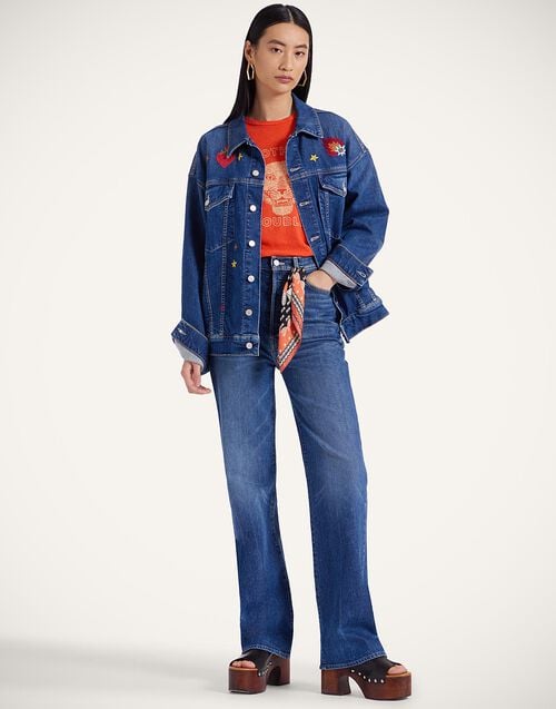 La Doublej The Drop It Drifter Jacket Always On Top Blue In Denim