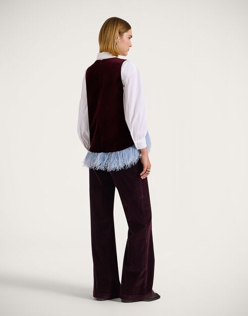La Doublej The Flare Pants Solid Purple In Velvet Corduroy