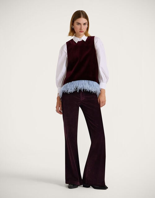 La Doublej The Flare Pants Solid Purple In Velvet Corduroy