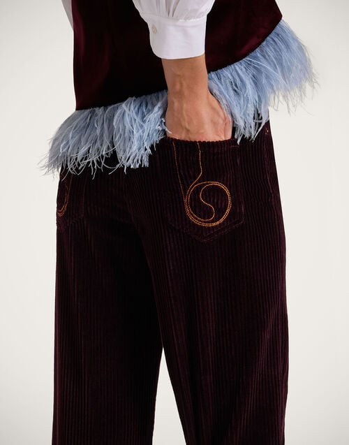 La Doublej The Flare Pants Solid Purple In Velvet Corduroy