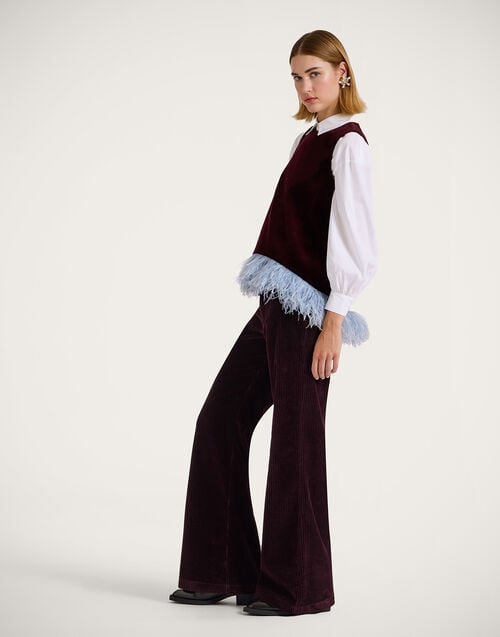la doublej The Flare Pants Solid Purple in Velvet Corduroy