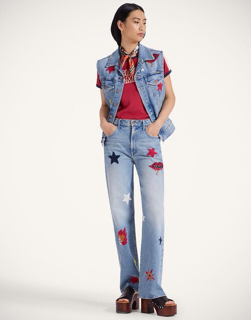 La Doublej The Maven Sneak Jeans Star Of The Show Blue In Denim