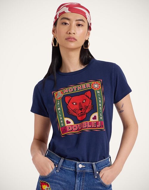 La Doublej The Sinful T-Shirt Runs In The Family Blue In Jersey