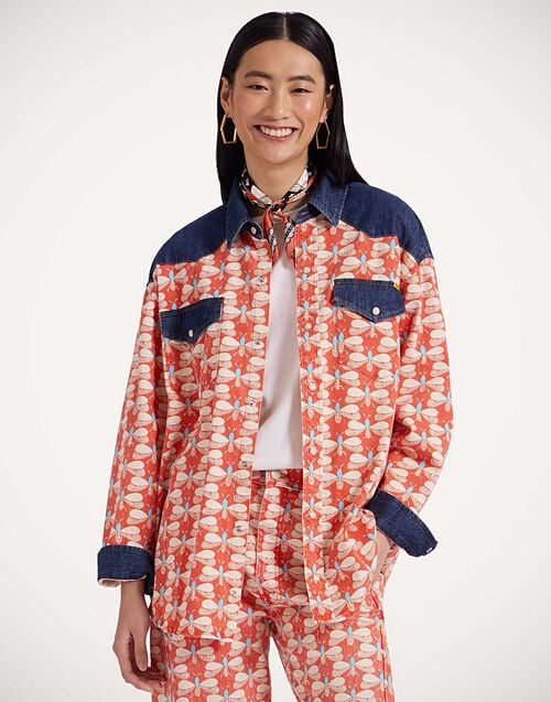 la doublej The Tycoon Shirt Pull My Petaltail Orange in Cotton