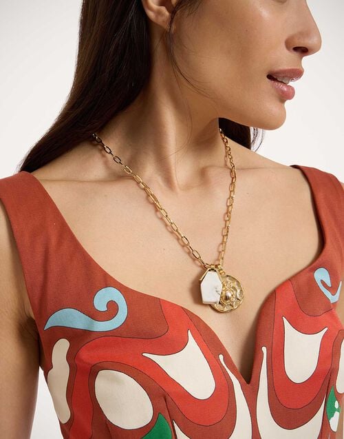 La Doublej Transformation Charm Necklace 24k Gold Plate & Howlite
