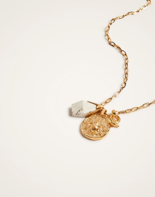 La Doublej Transformation Charm Necklace 24k Gold Plate & Howlite
