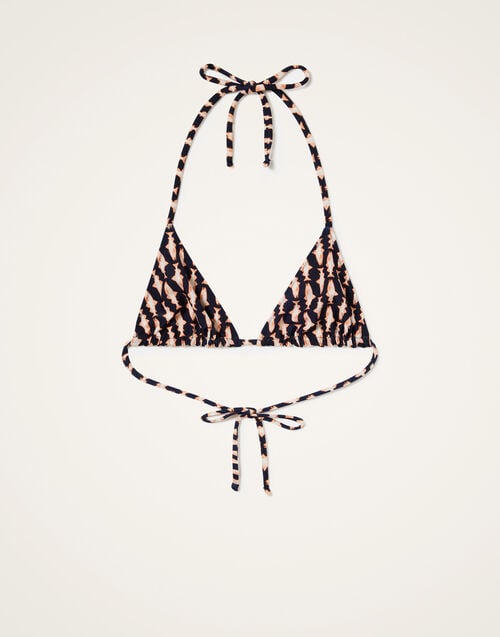 La Doublej Triangle Bikini Top Pesciolini Blue In Lycra