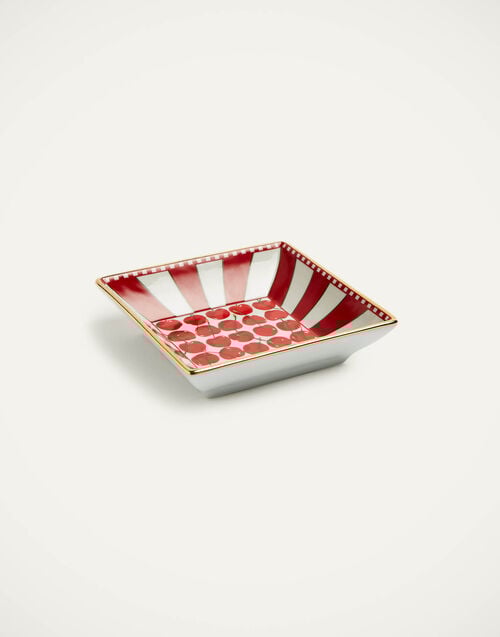 la doublej Trinket Tray (15X15) Cherries Avorio in Porcelain