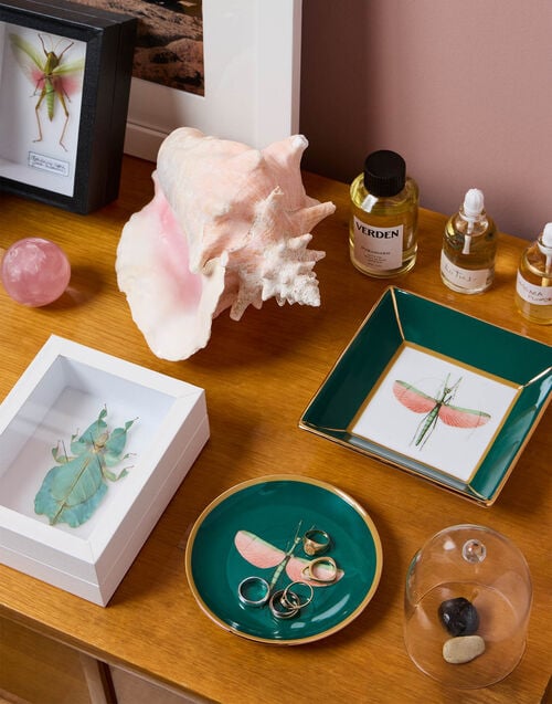 La Doublej Trinket Tray Libellula Green In Porcelain