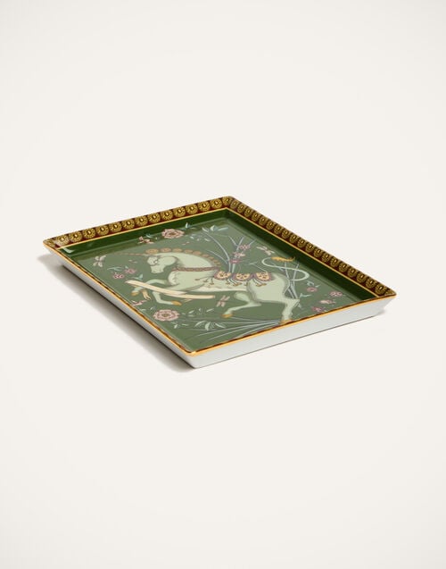 La Doublej Trinket Tray The Unicorn Dark Green In Porcelain