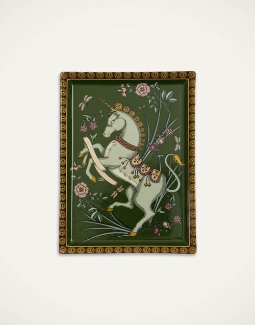 la doublej Trinket Tray The Unicorn Dark Green in Porcelain