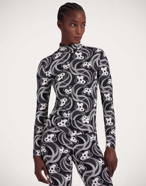 La Doublej Turtleneck Aperol Black & White In Skinny Jersey