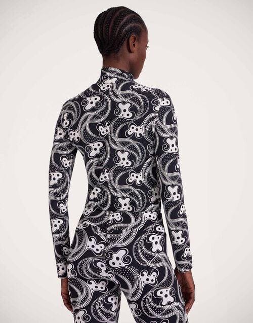 La Doublej Turtleneck Aperol Black & White In Skinny Jersey