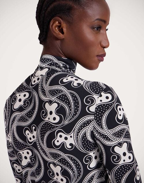 la doublej Turtleneck Aperol Black & White in Skinny Jersey