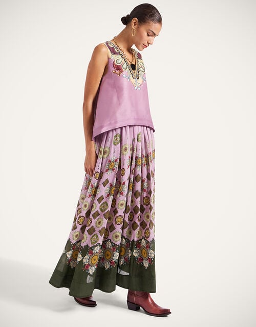 La Doublej V-Neck Scala Top Nucleus Placée Dusty Pink In Linen Silk Organza