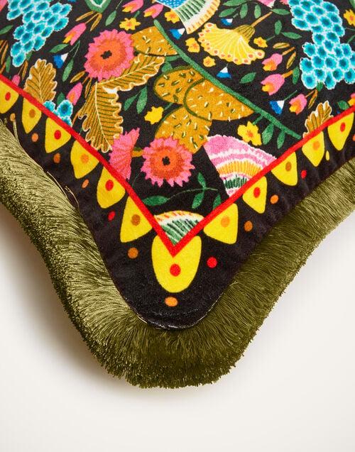 La Doublej Velvet Cushion Colombo Black In Cotton Velvet