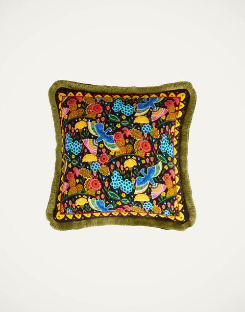 la doublej Velvet Cushion Colombo Black in Cotton Velvet