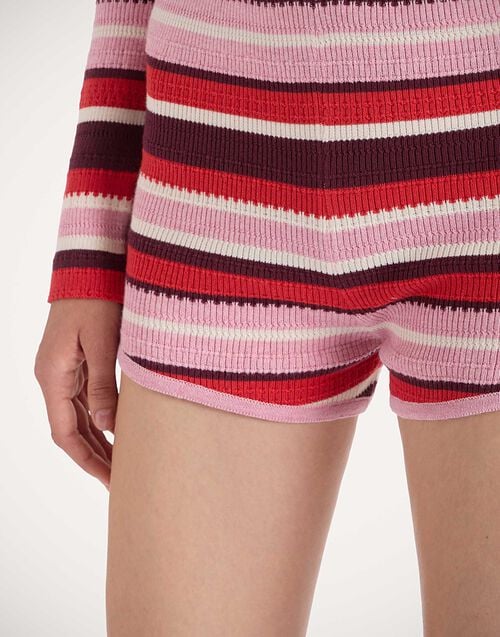 La Doublej Veneziana Shorts Multicolor Pink & Red In Cotton Cashmere