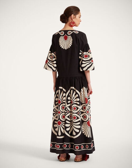 La Doublej Viviana Dress Medallion Placée Black In Cotton Voile