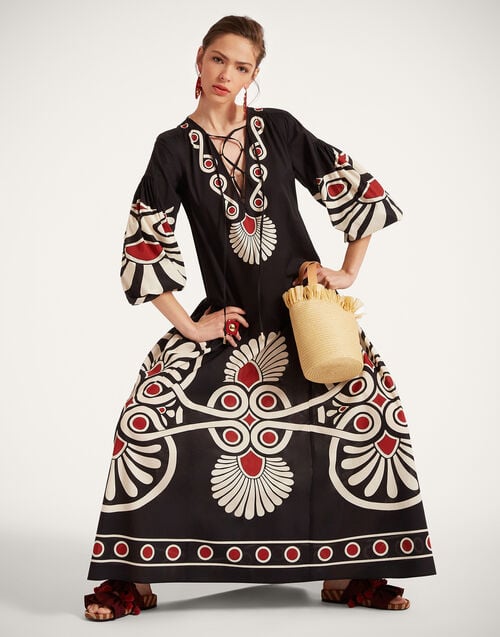 la doublej Viviana Dress Medallion Placée Black in Cotton Voile