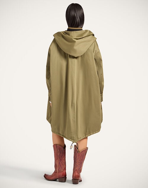 La Doublej Windsor Parka Solid Military Green In Cotton Gabardine