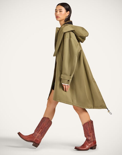 La Doublej Windsor Parka Solid Military Green In Cotton Gabardine