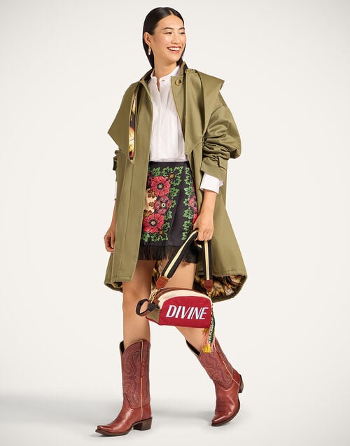 La Doublej Windsor Parka Solid Military Green In Cotton Gabardine